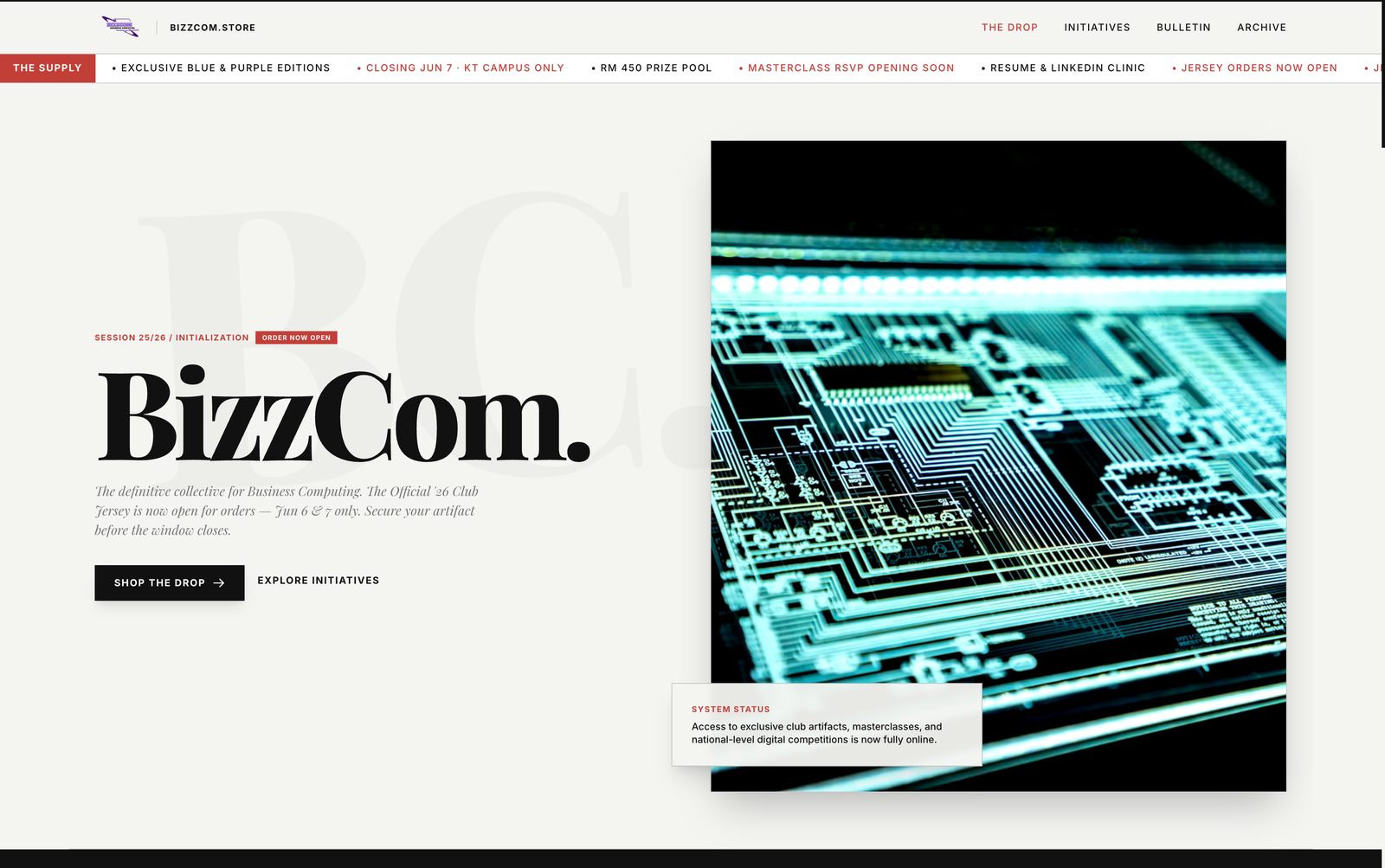 BizzCom student club platform